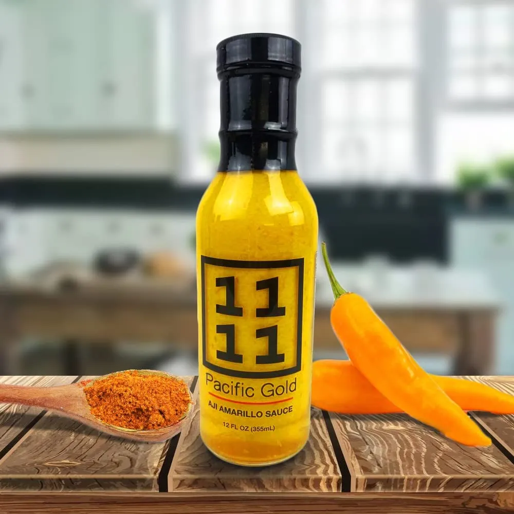 1111 Pacific Gold Aji Amarillo Mild Yellow Peruvian Pepper Sauce 12 Oz.