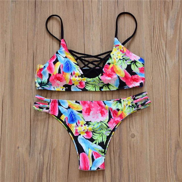 2016 Sexy Thong Bikini Newest Padded Vintage Bikini Sets Push Up Swimwear Women Retro Swimsuit Brazilian Biquini Maillot De Bain