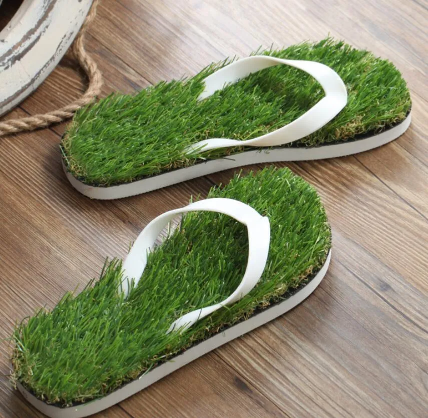 39 41 43 45 2017 wholesale man grass flip flops sandals slippers new thick bottom platform slope beach male Lawn grass slippers