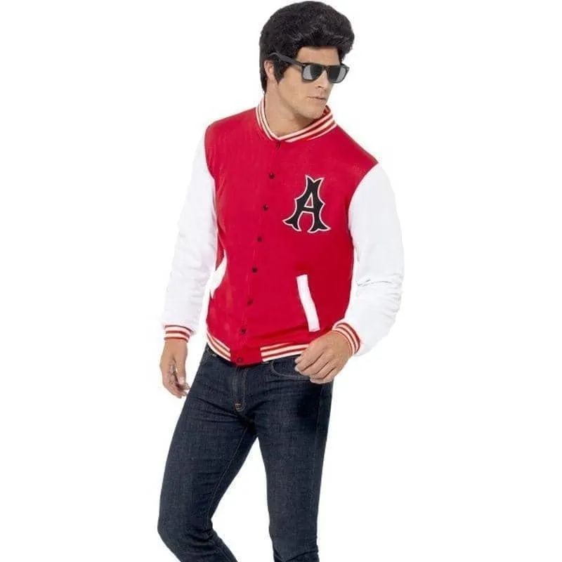 50s College Jock Letterman Jacket Adult Red White