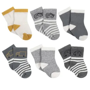 6-Pack Baby Boys Construction Jersey Crew Wiggle-Proof™ Socks