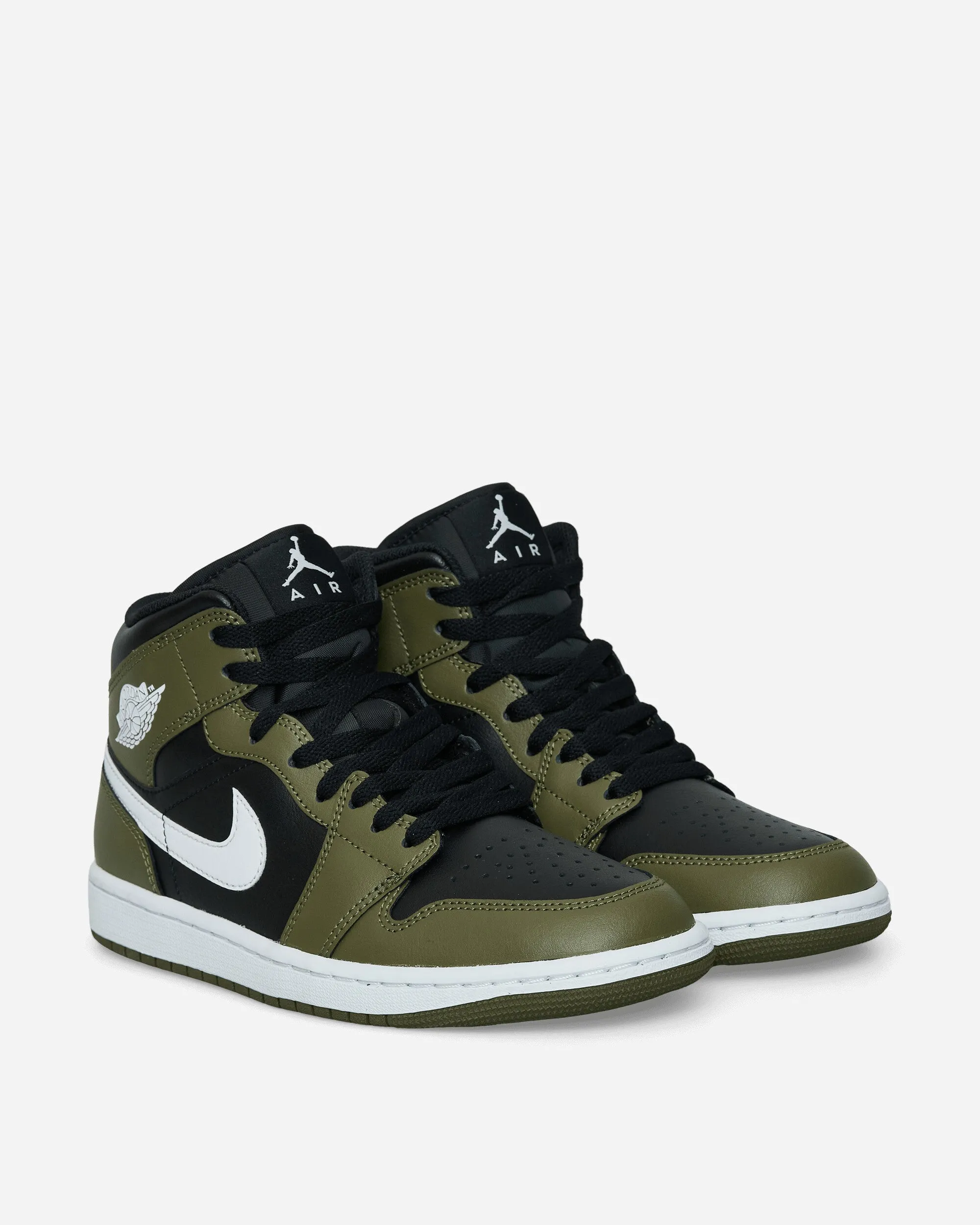 Air Jordan 1 Mid Sneakers Black / Medium Olive / Sail