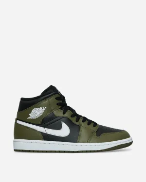 Air Jordan 1 Mid Sneakers Black / Medium Olive / Sail