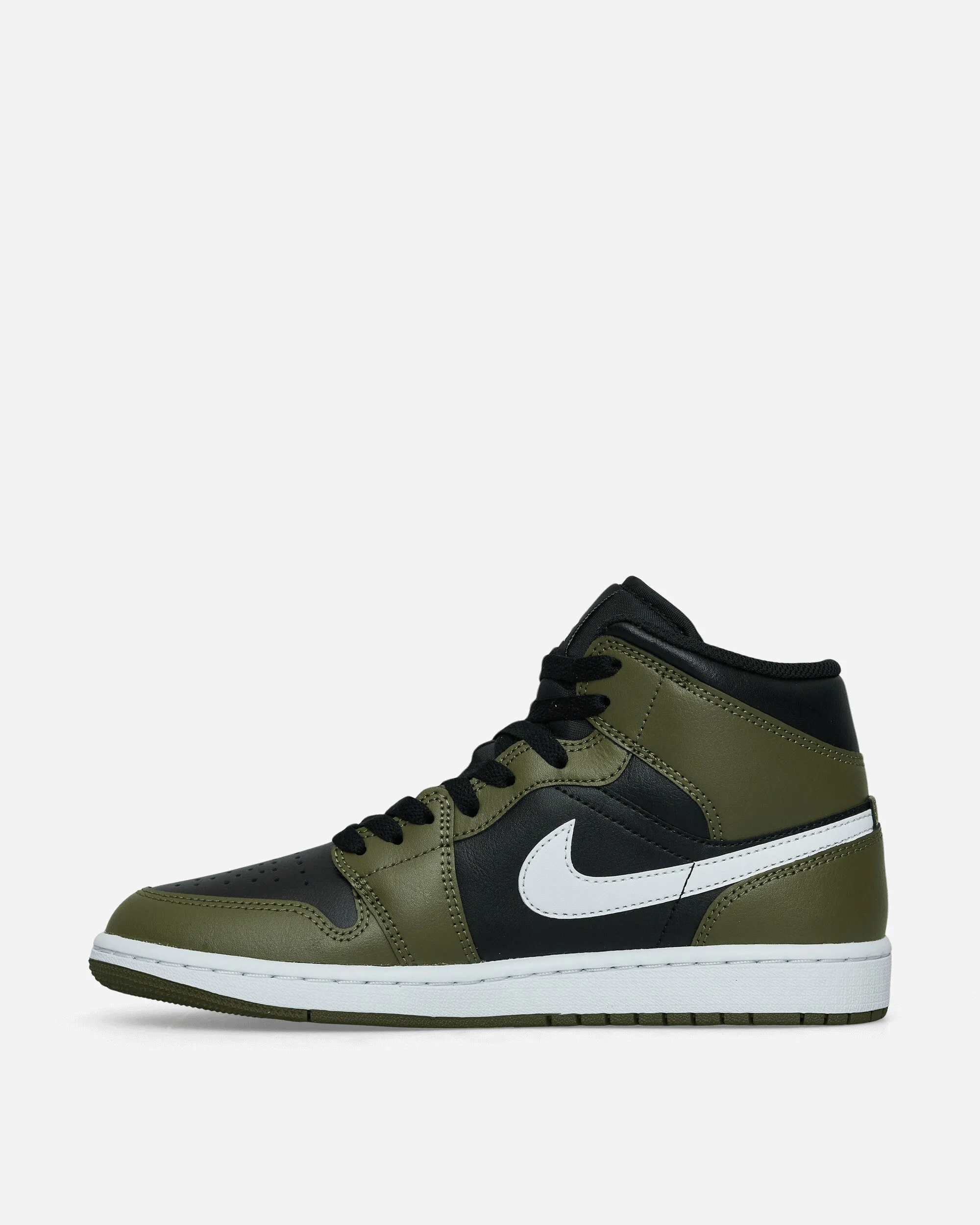 Air Jordan 1 Mid Sneakers Black / Medium Olive / Sail