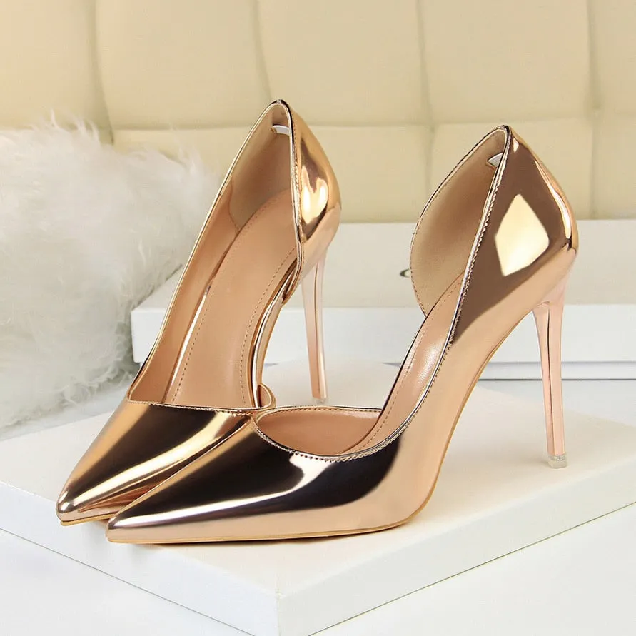 Amozae-2024 Plus Size 43 Newest Women 10.5cm High Heels Gold Pumps Female Stripper Tacons Lady Shoes High Heels Scarpins Fetish Shoes