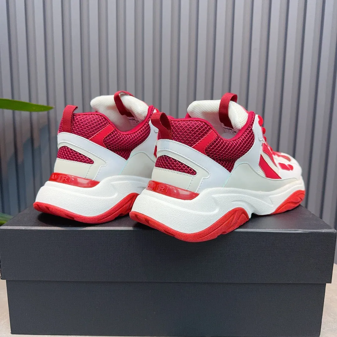 AMR Red and White Bone Runner Sneakers-050