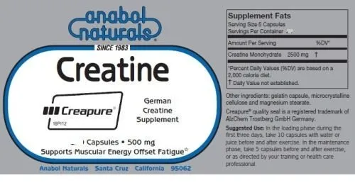 Anabol Naturals Creatine 500mg 120 Capsule