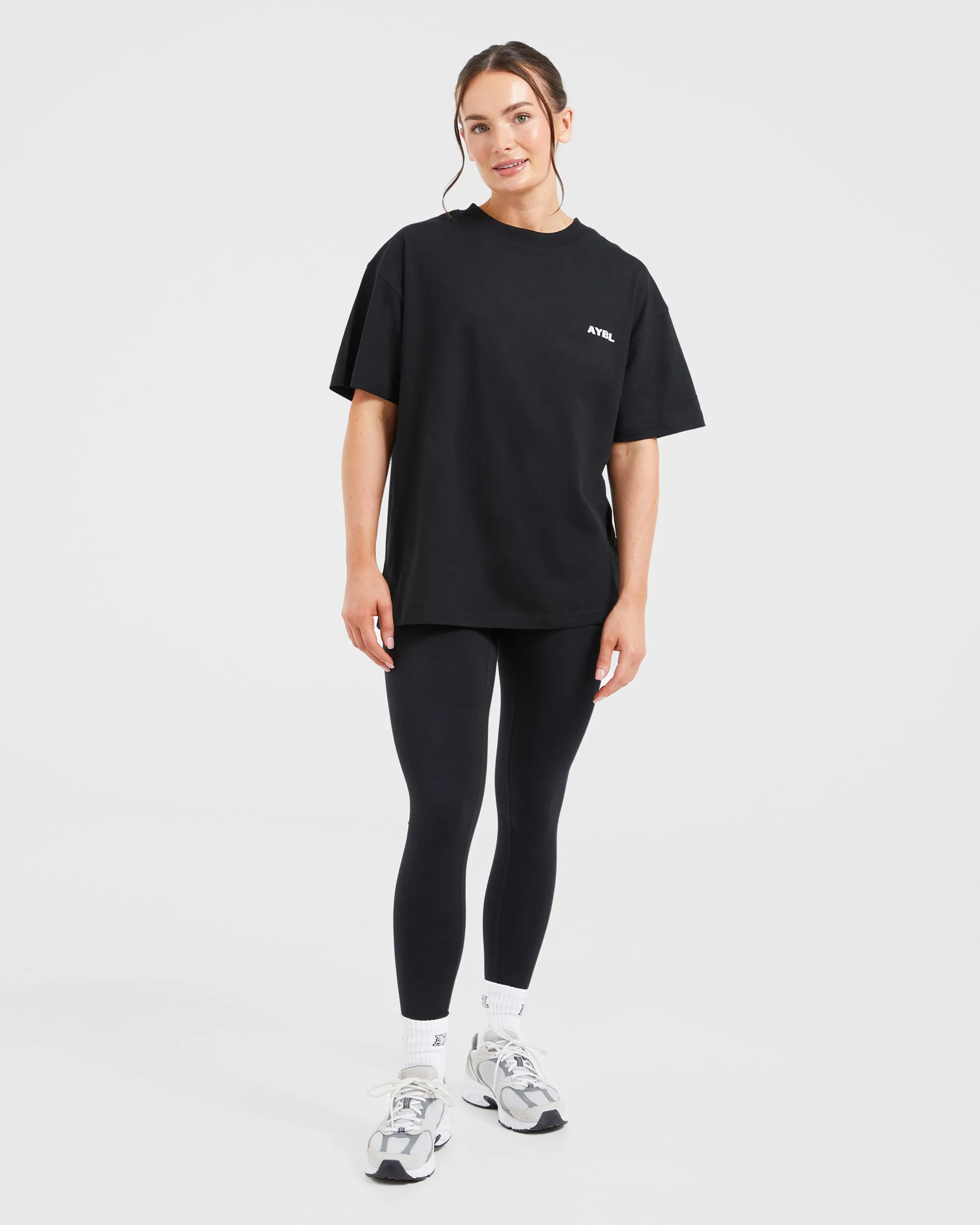 AYBL Lift Italic Oversized T Shirt - Black