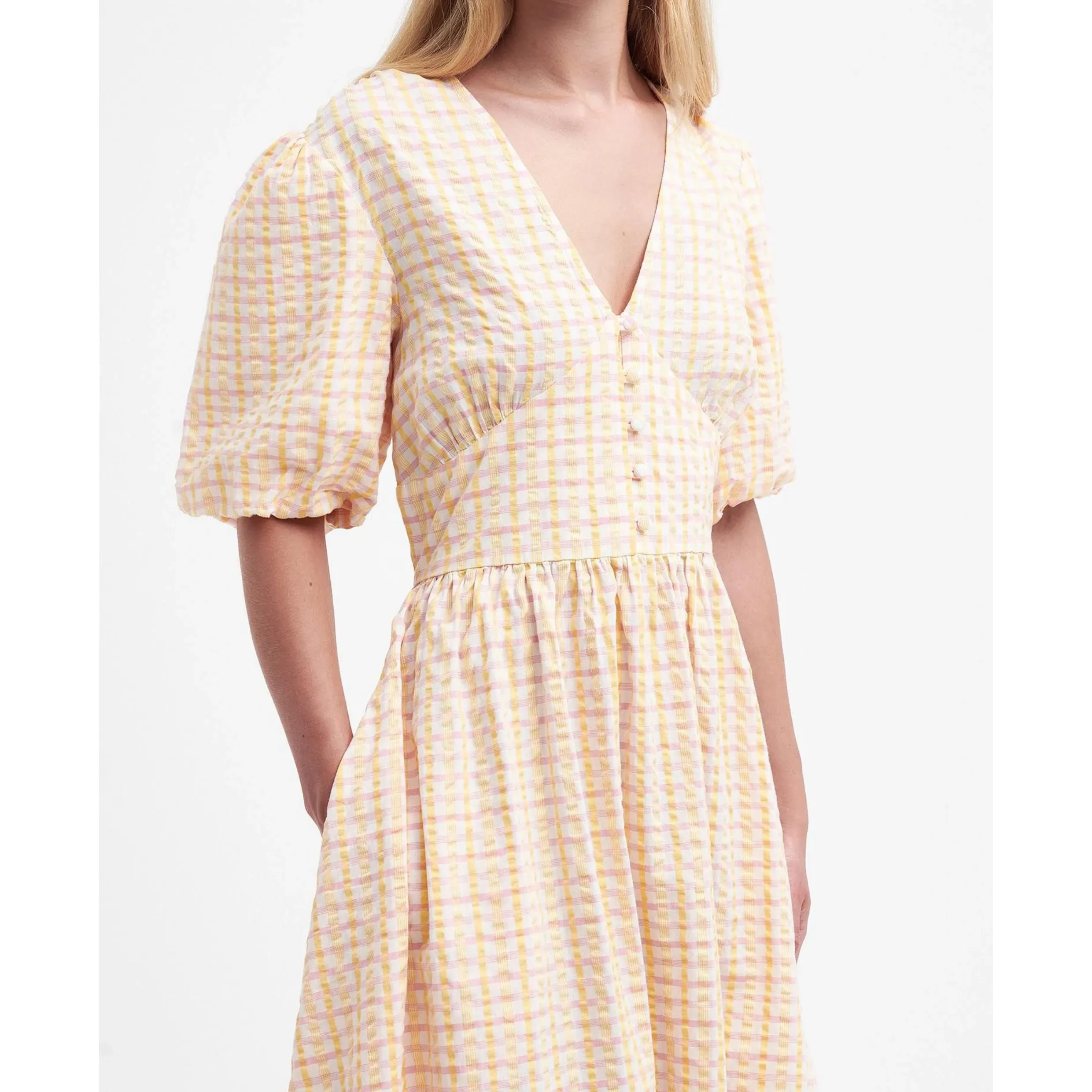 Barbour Belmont Maxi Dress Mallow Pink Check LDR0789PI31