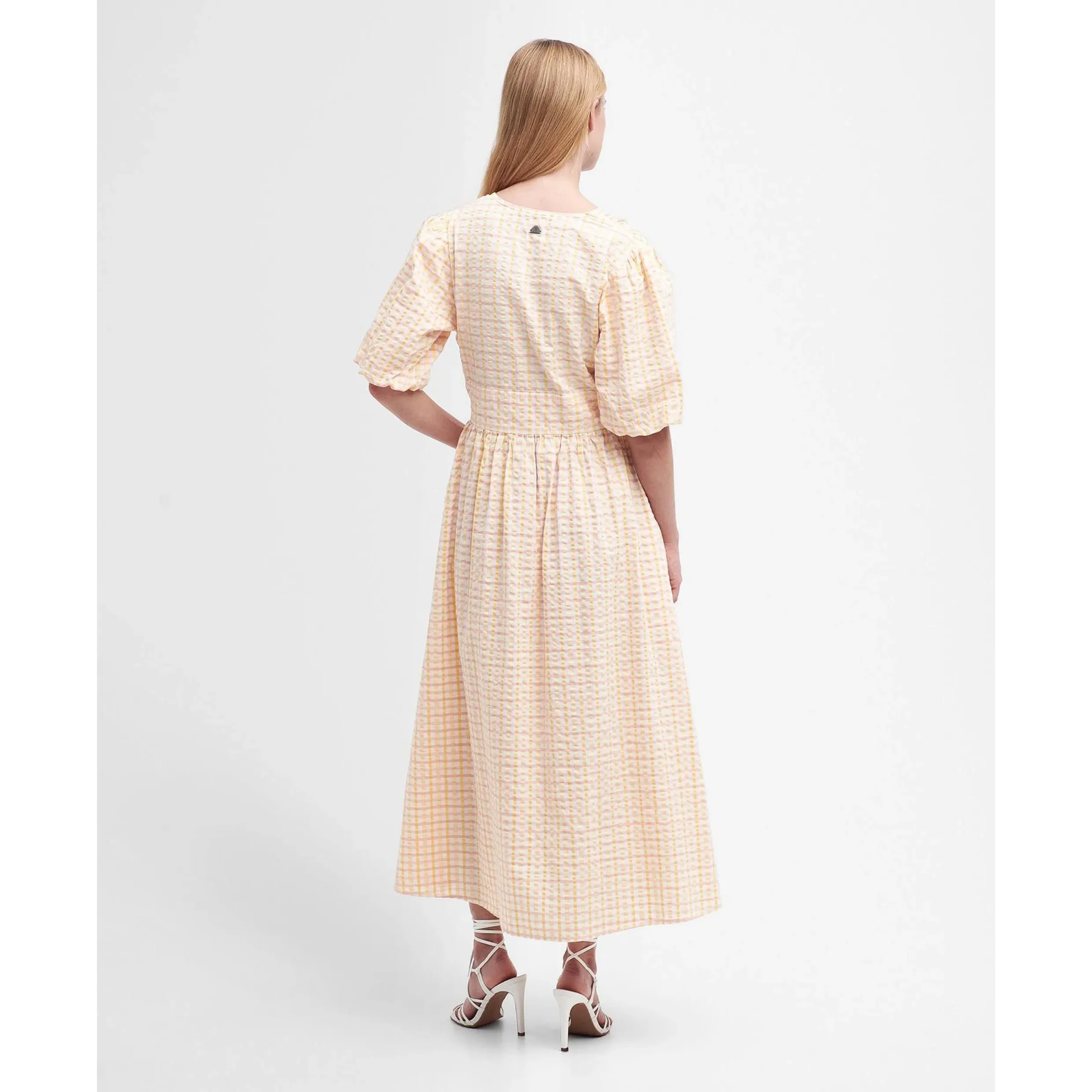 Barbour Belmont Maxi Dress Mallow Pink Check LDR0789PI31