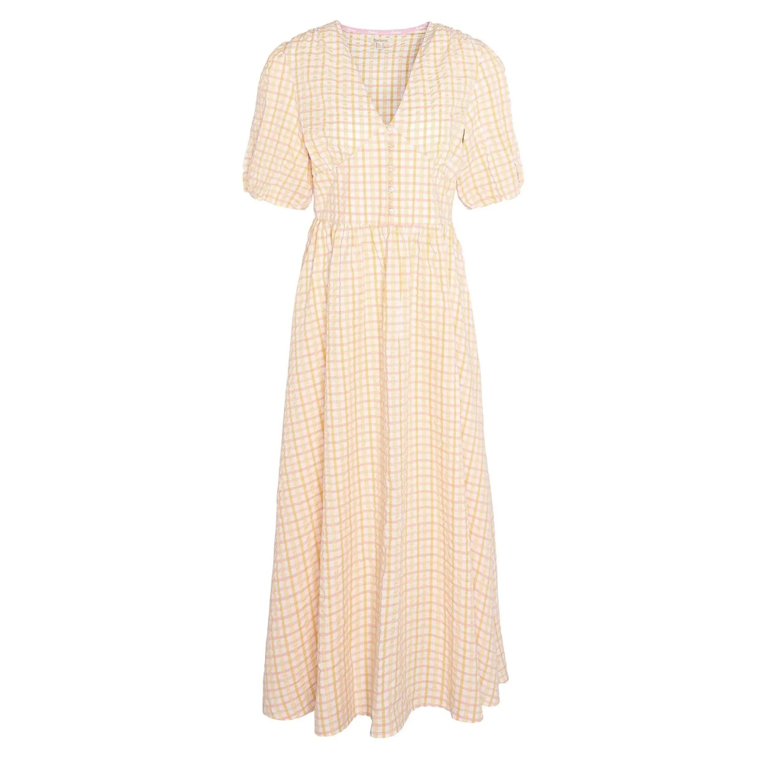 Barbour Belmont Maxi Dress Mallow Pink Check LDR0789PI31