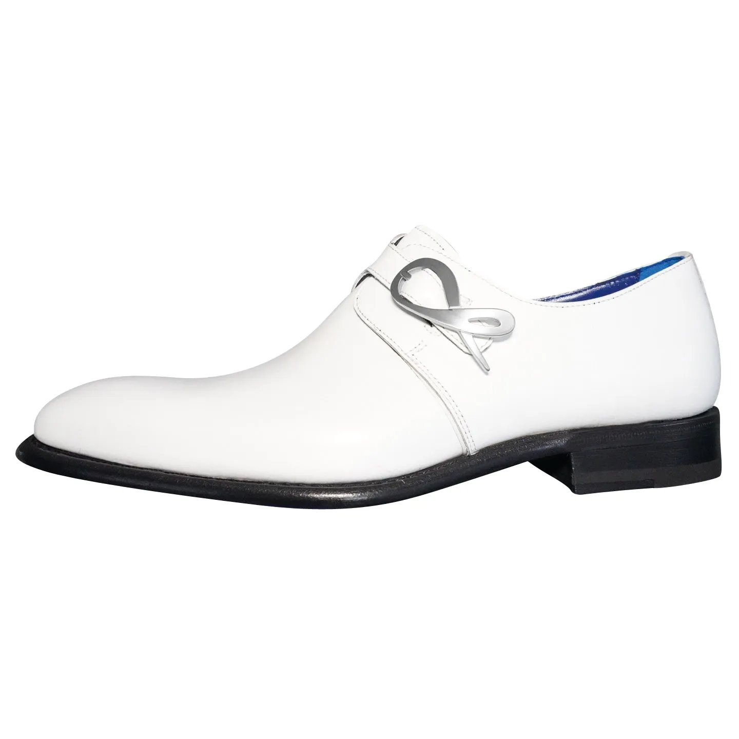 Bianco With Silver Hardware Monk Strap