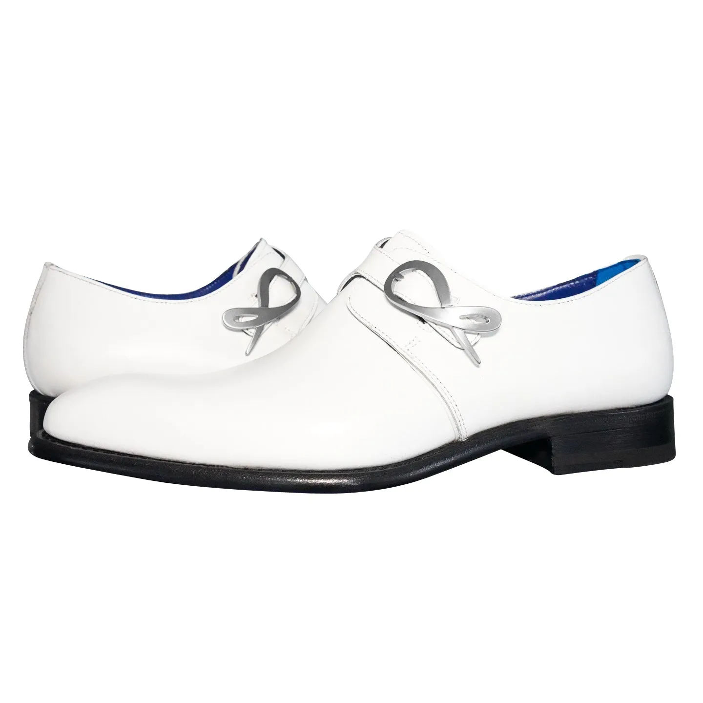 Bianco With Silver Hardware Monk Strap