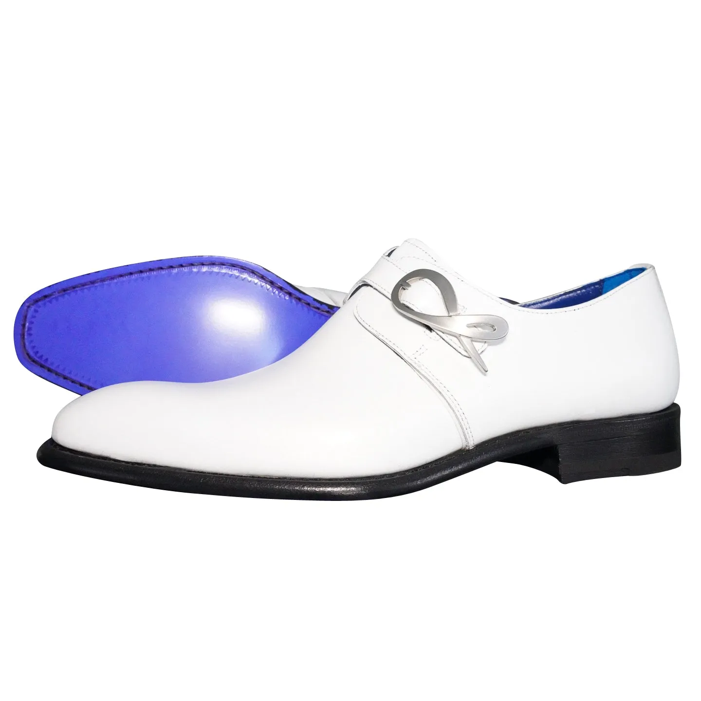 Bianco With Silver Hardware Monk Strap