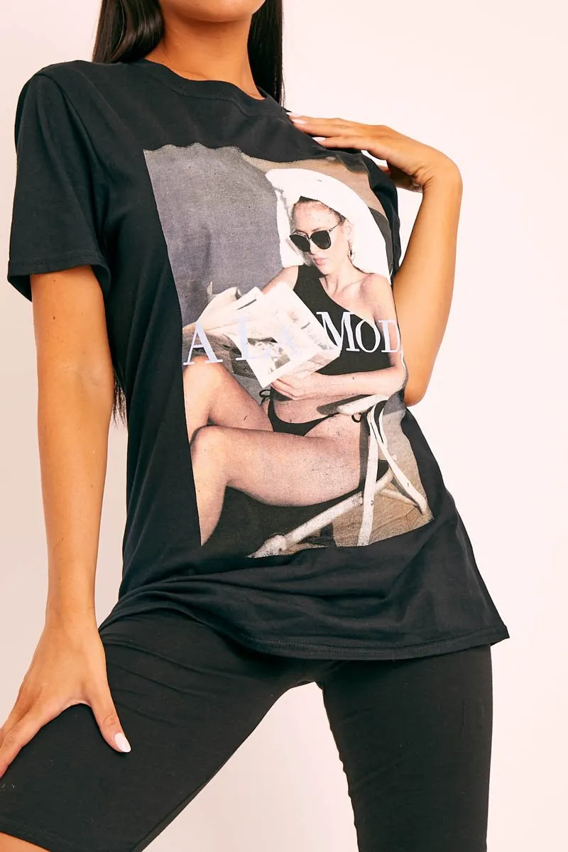 Black A La Mode Graphic T-shirt - Nala