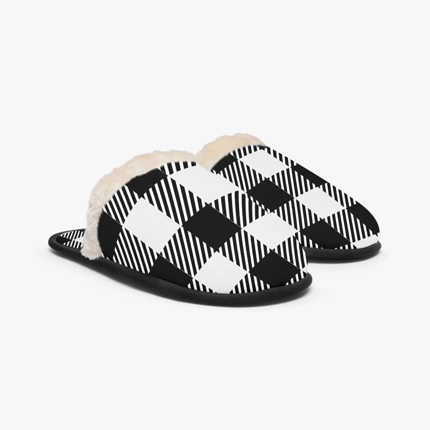 Black & White checkered | cozy slippers