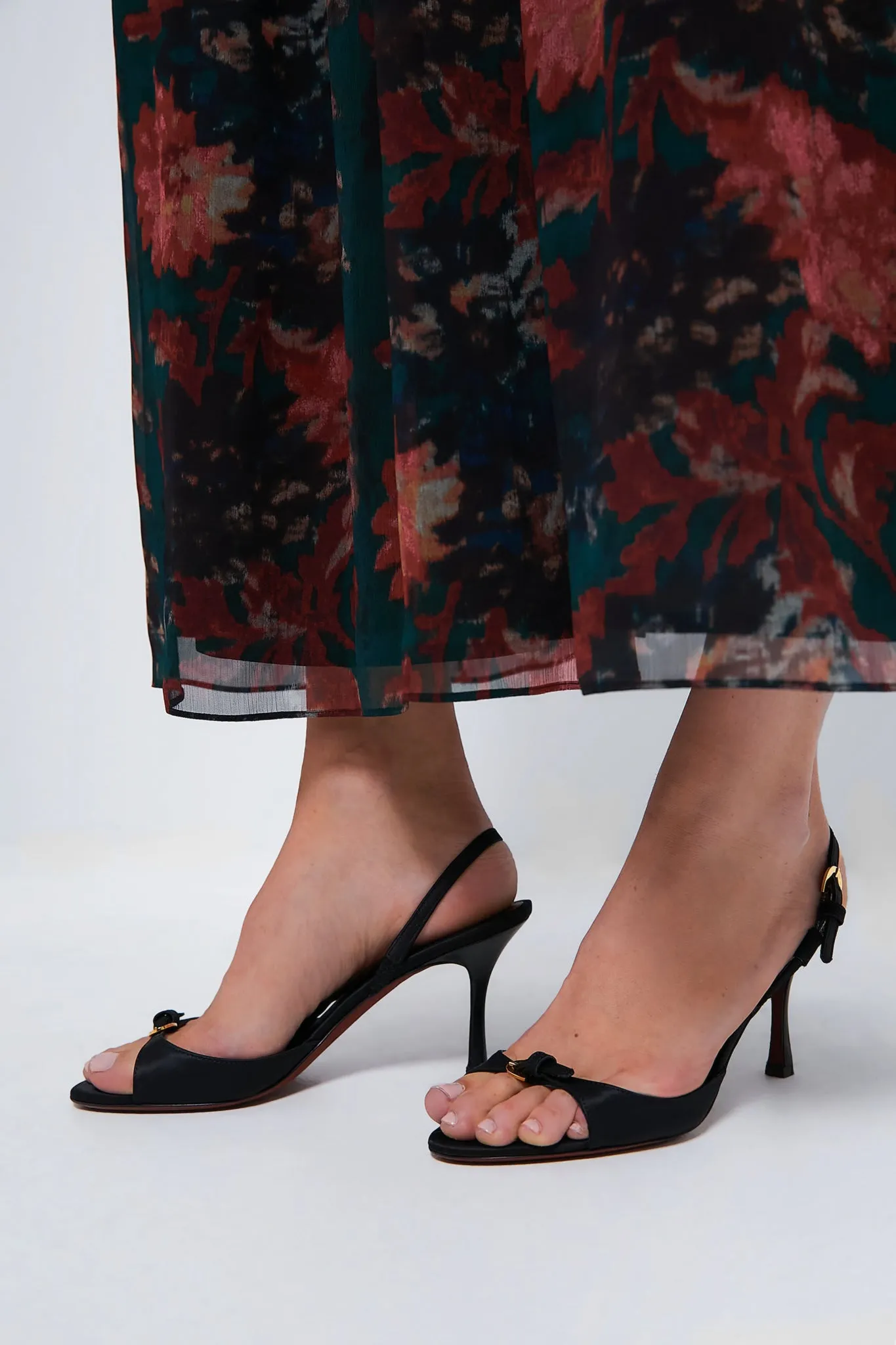 Black Crepe Satin La Viziata Heels