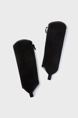 Black Crosta Leather & Black Calf Leather Long Gaiter