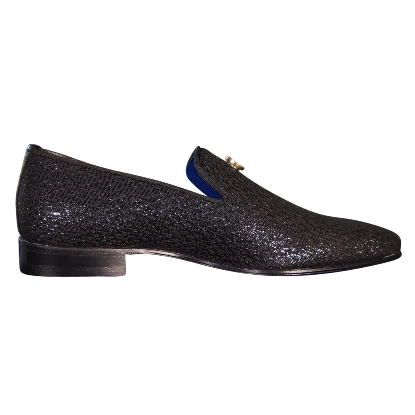 Black Diamante With Yellow Gold Hardware Loafer