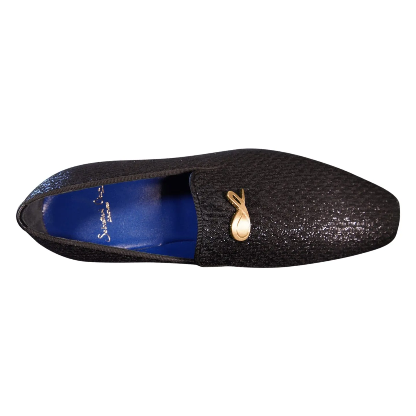 Black Diamante With Yellow Gold Hardware Loafer