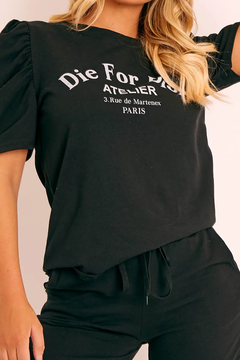 Black Die For Dior T-shirt and Shorts Loungewear Co-ord - Kaelie