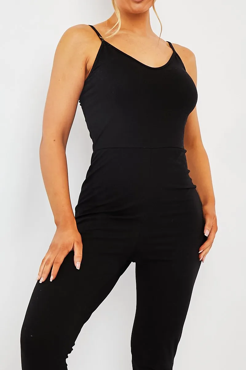 Black Jersey Scoop Neck Jumpsuit - Kadia