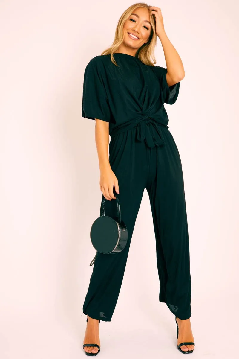 Black Plisse Wide Leg Trouser and Top Co-ord - Hellen