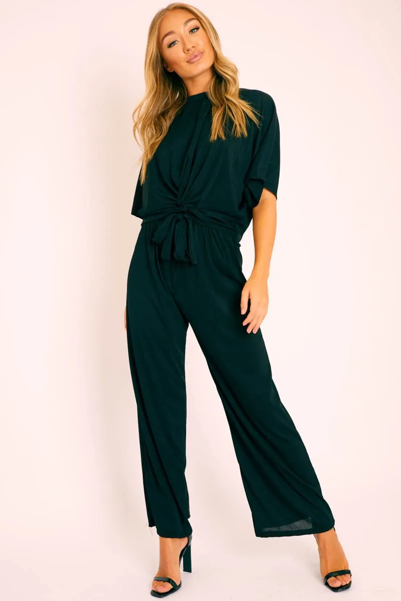 Black Plisse Wide Leg Trouser and Top Co-ord - Hellen