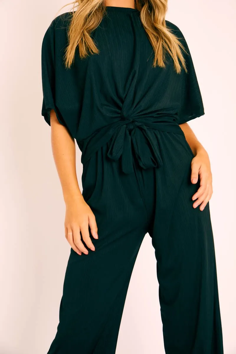 Black Plisse Wide Leg Trouser and Top Co-ord - Hellen