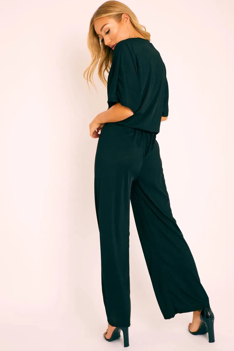 Black Plisse Wide Leg Trouser and Top Co-ord - Hellen