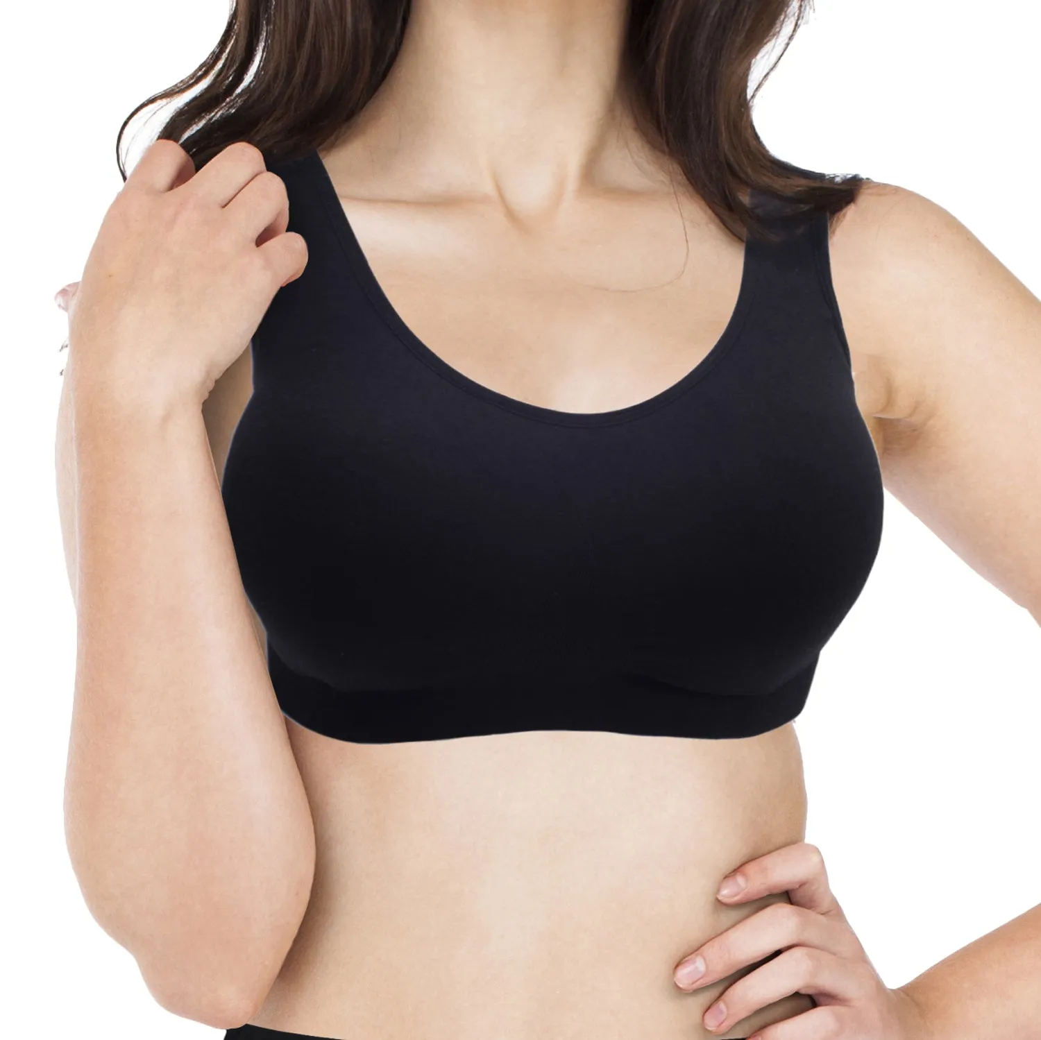 Black Racerback Sports Bras, Removable Padded Seamless Activewear Fitness Bra