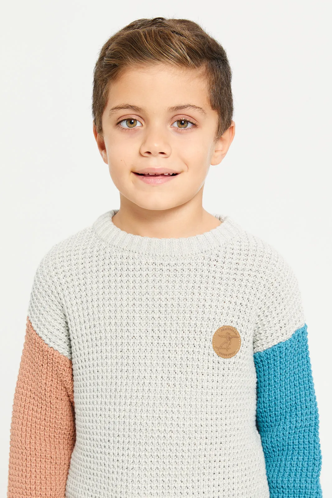 Boys Cream Knitted Pullover