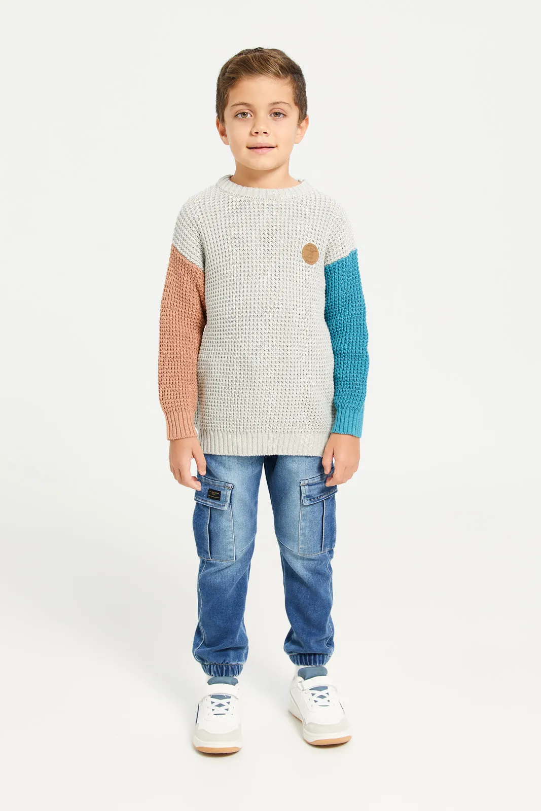 Boys Cream Knitted Pullover