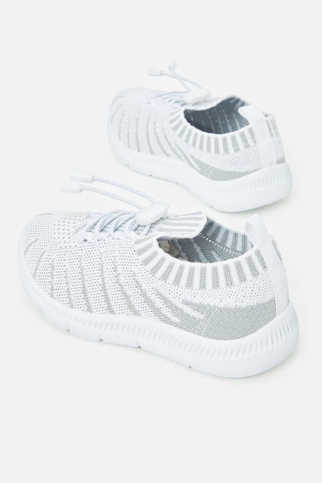 Boys White Fly knit Pumps