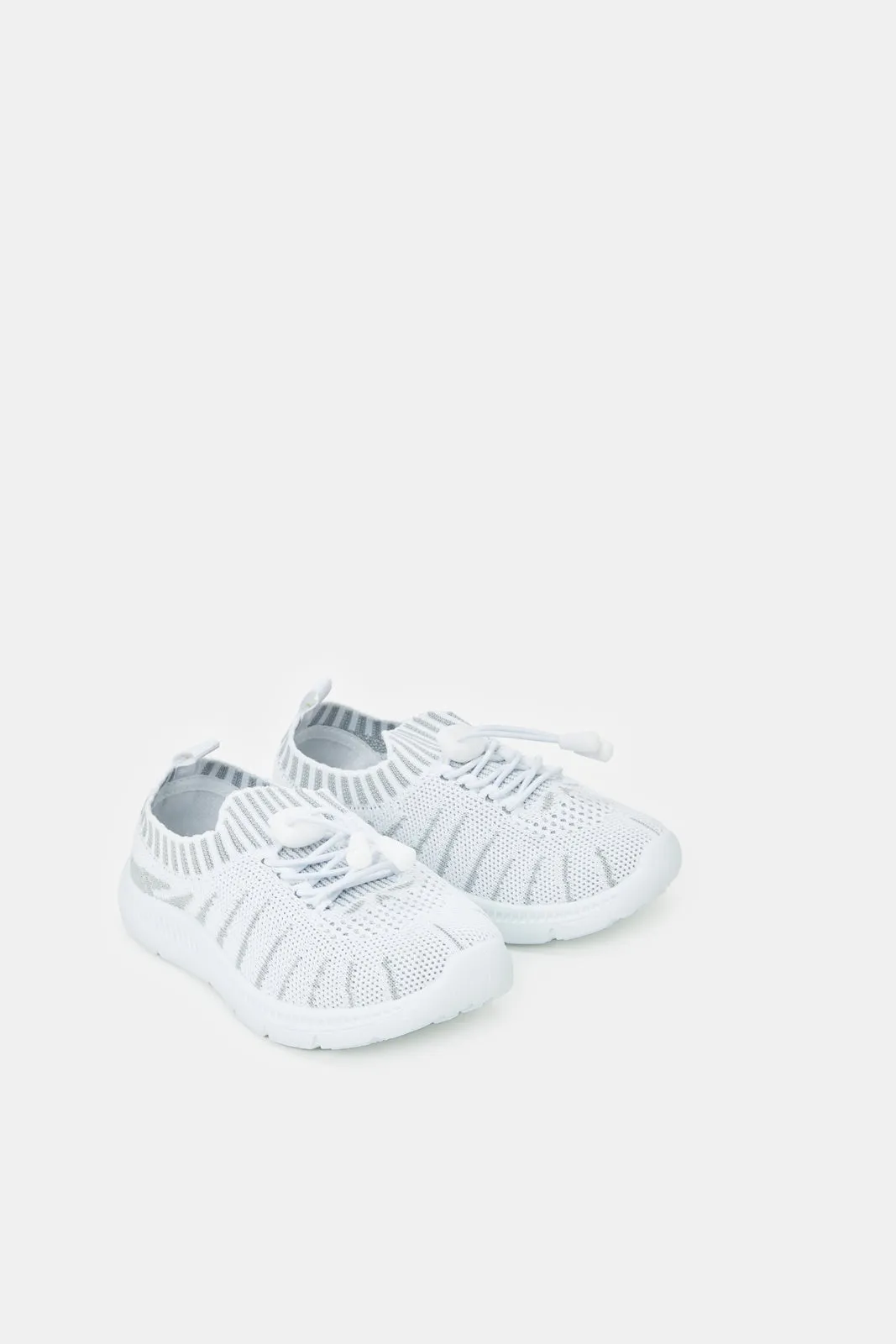 Boys White Fly knit Pumps