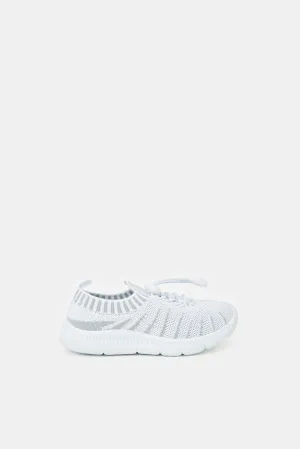 Boys White Fly knit Pumps