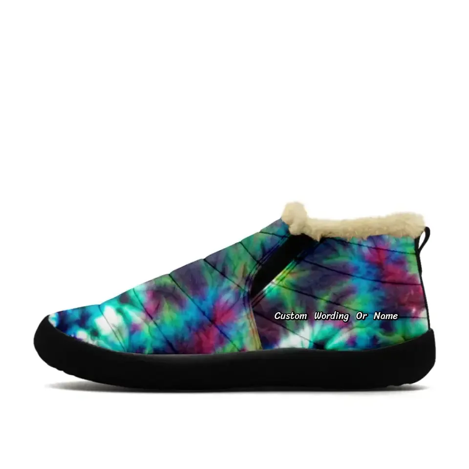 Business Gifts For Clients, Custom Corporate Gifts Personalized Tie-dyed Design Shoes, Custom Warm-Fur Winter Shoes,1929-020056