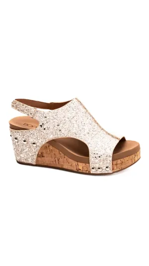 Carley Wedge by Corky’s - Beige Glitter