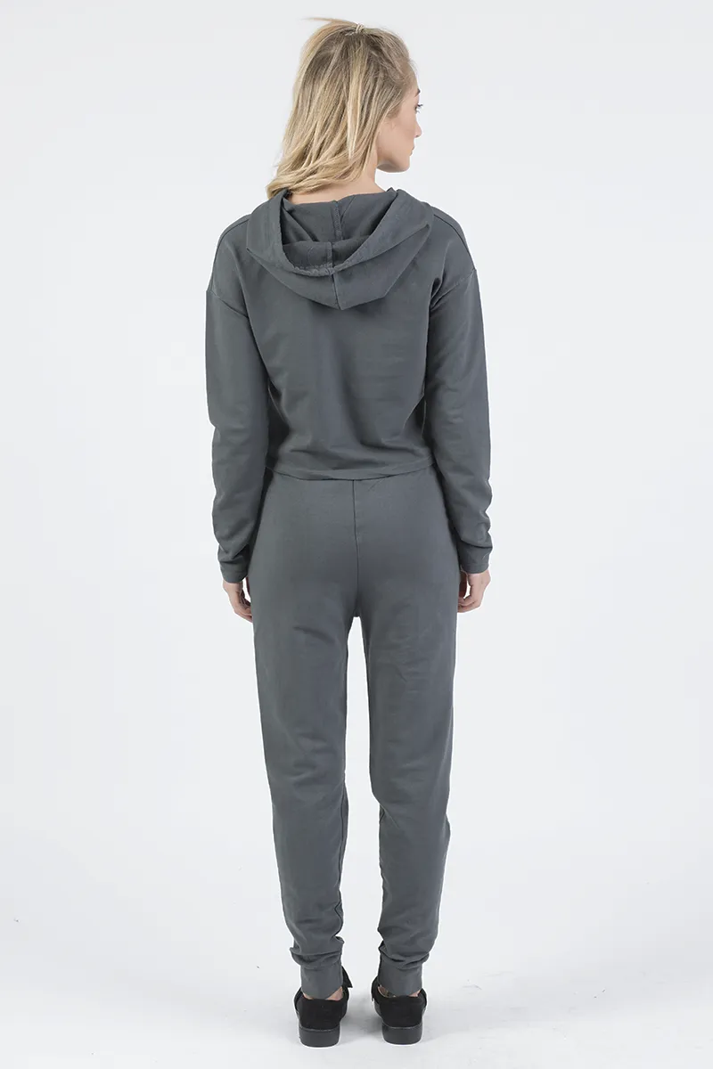 Charcoal Distressed Hoodie Tracksuit - Mollie