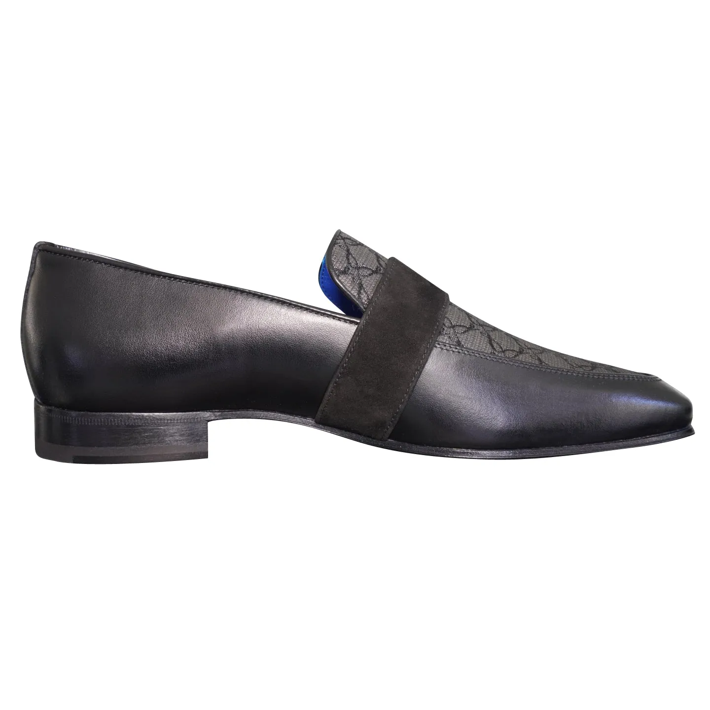 Charcoal Nero Logo Monk Loafers With Gold Buckle