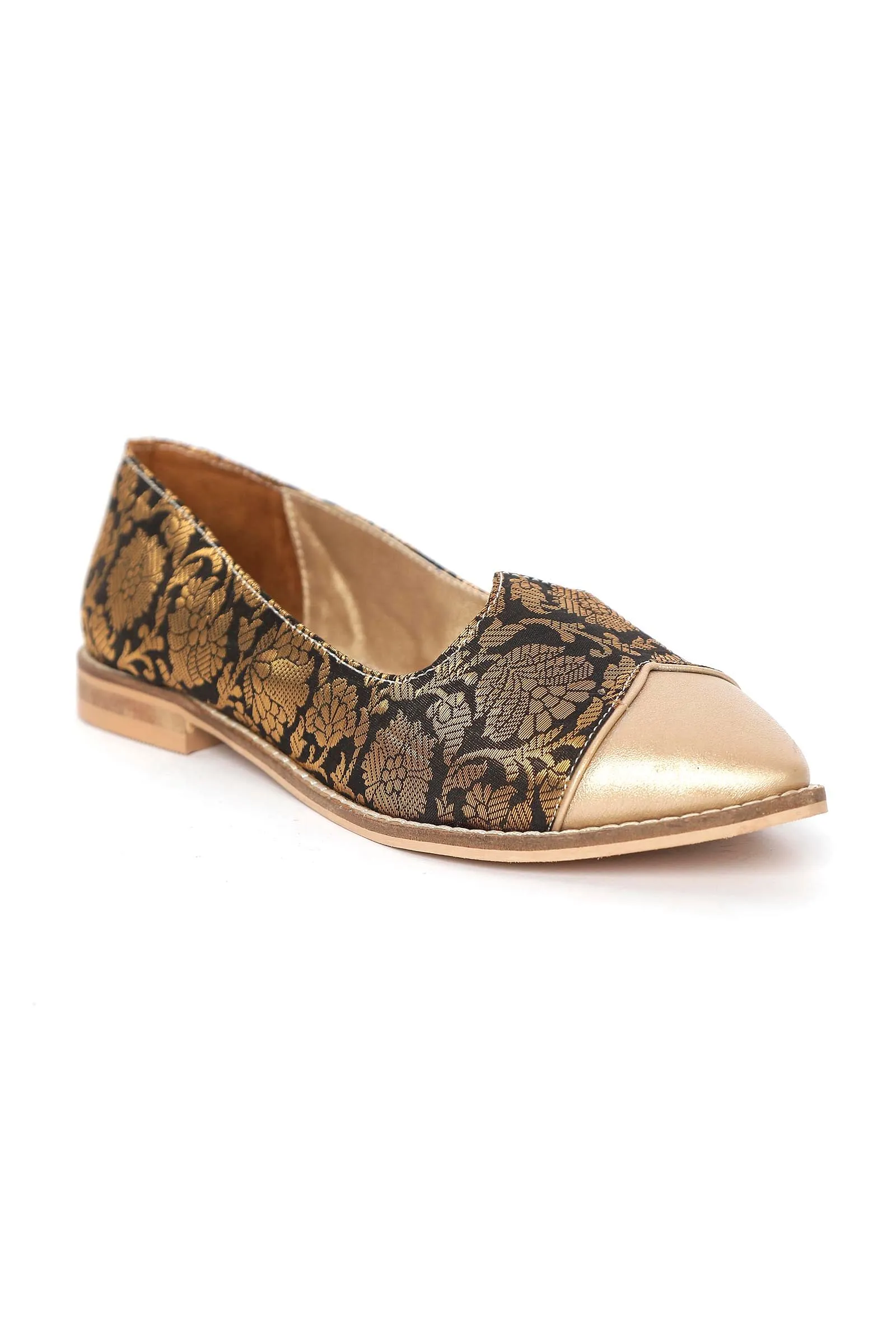 Charcol Black Brocade with Gold Loafers