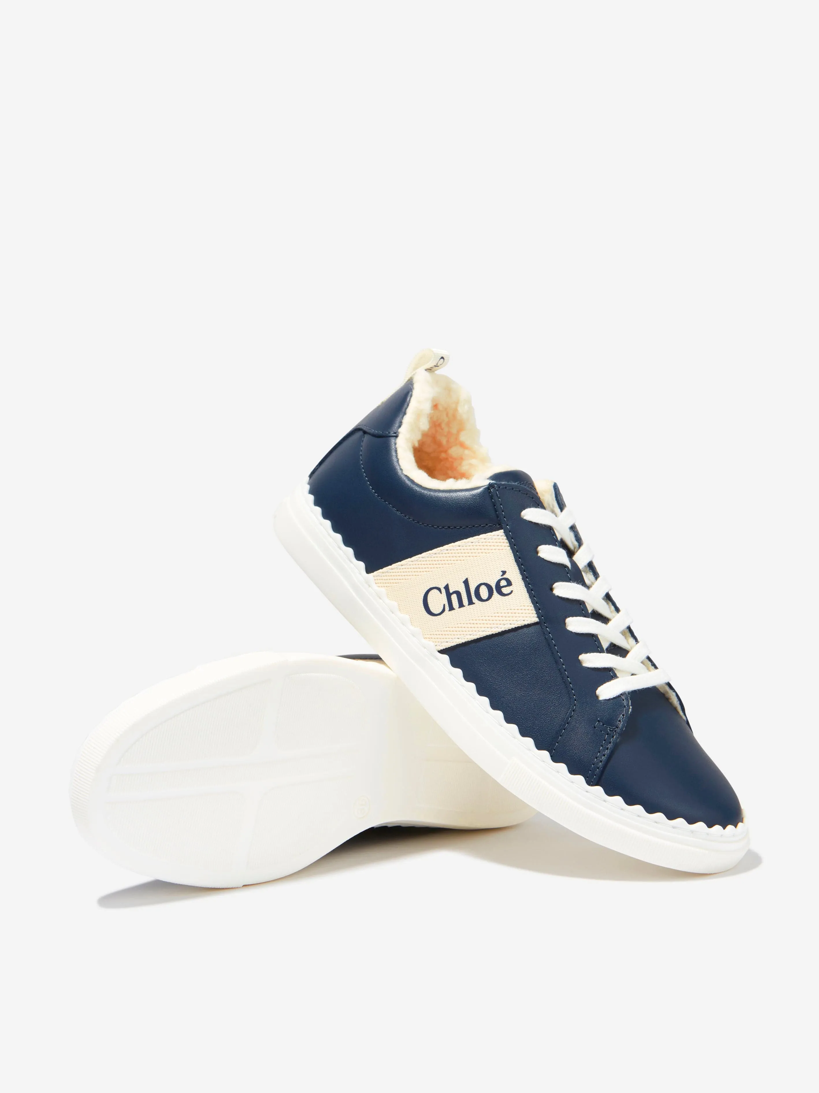 Chloé Girls Leather Logo Trainers