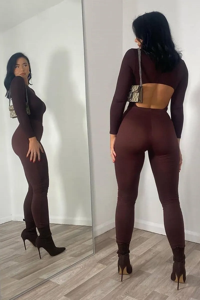 Chocolate High Waist Jersey Leggings - Kirsty