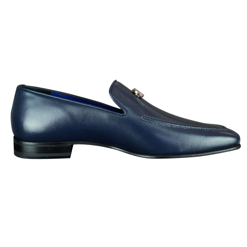 Classica Blu Mezzanotte With Rose Gold Hardware Leather Loafer