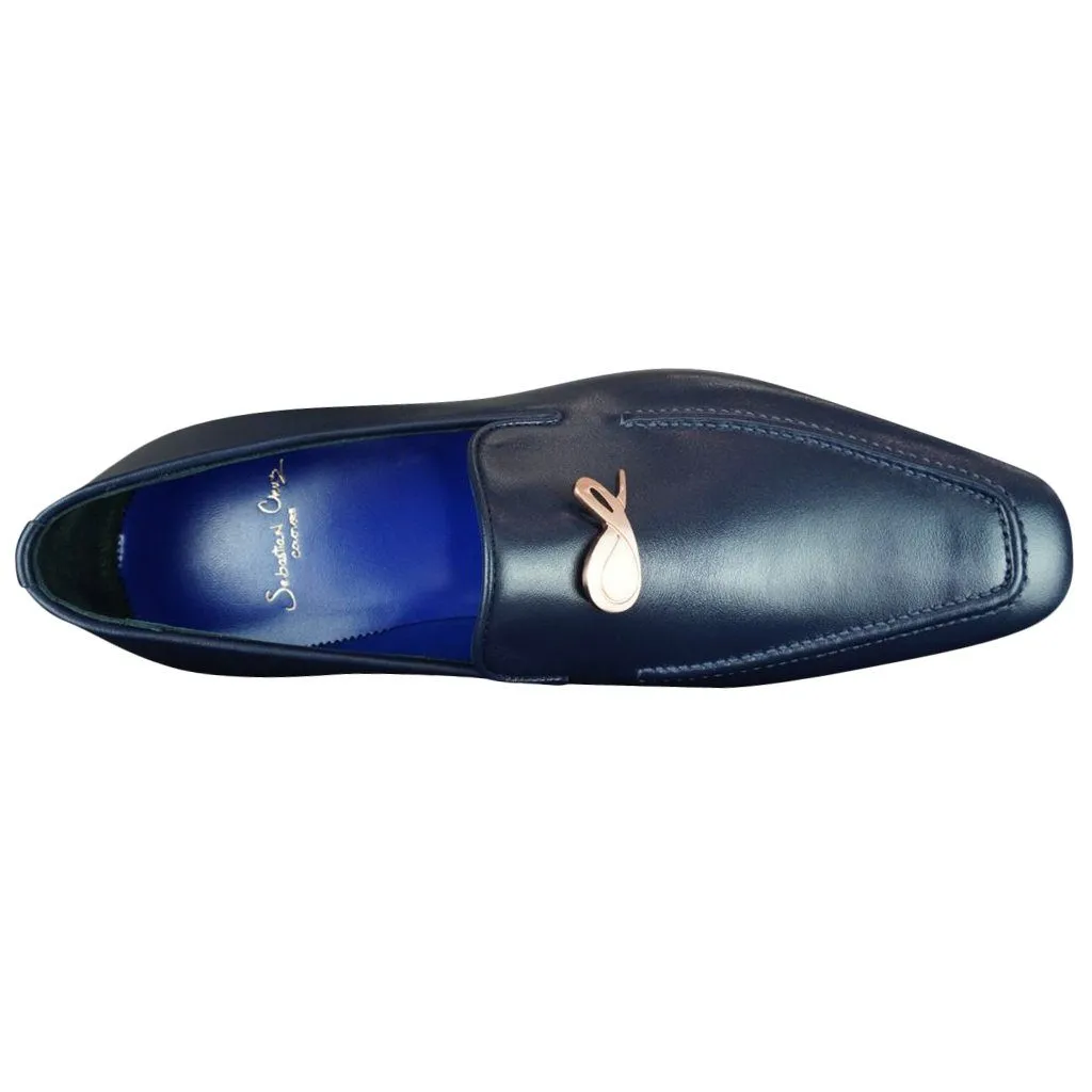 Classica Blu Mezzanotte With Rose Gold Hardware Leather Loafer