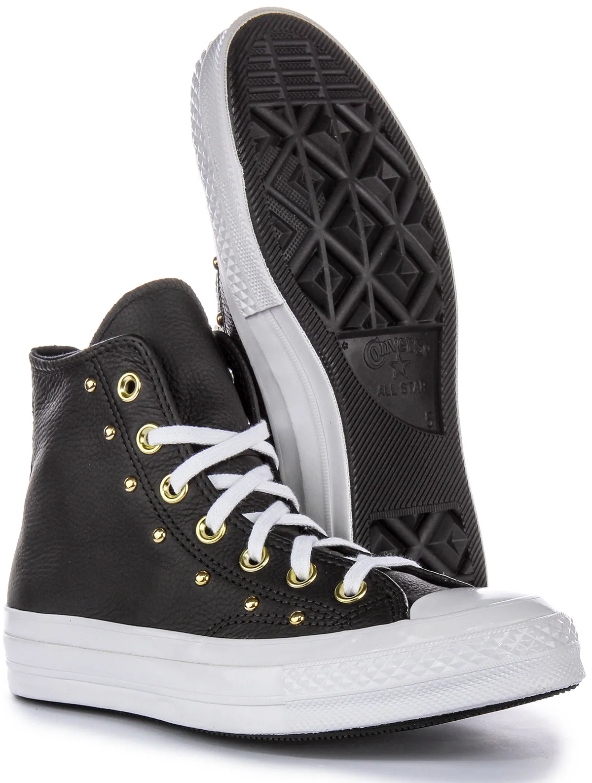 Converse All Star Lift A06809C In Black Gold Leather