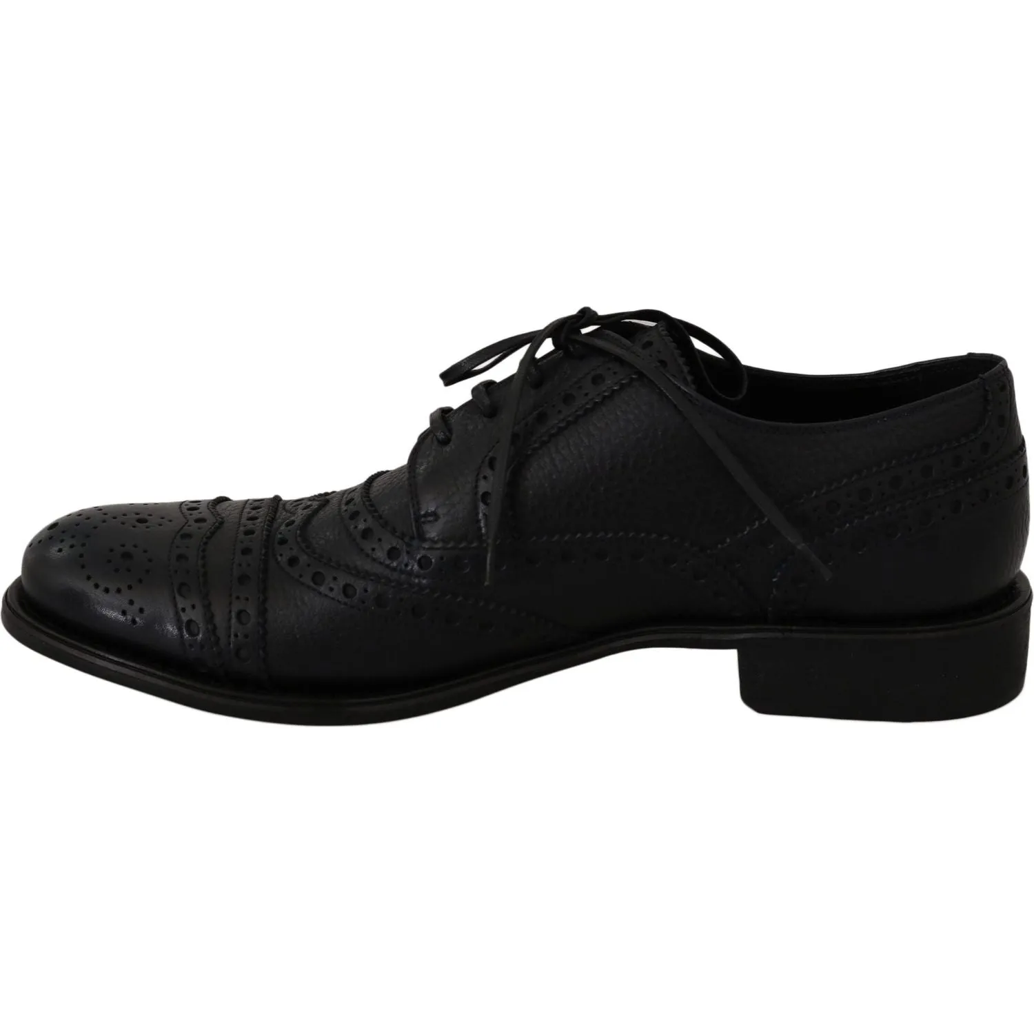 Dolce & Gabbana Elegant Dark Blue Wingtip Derby Dress Shoes