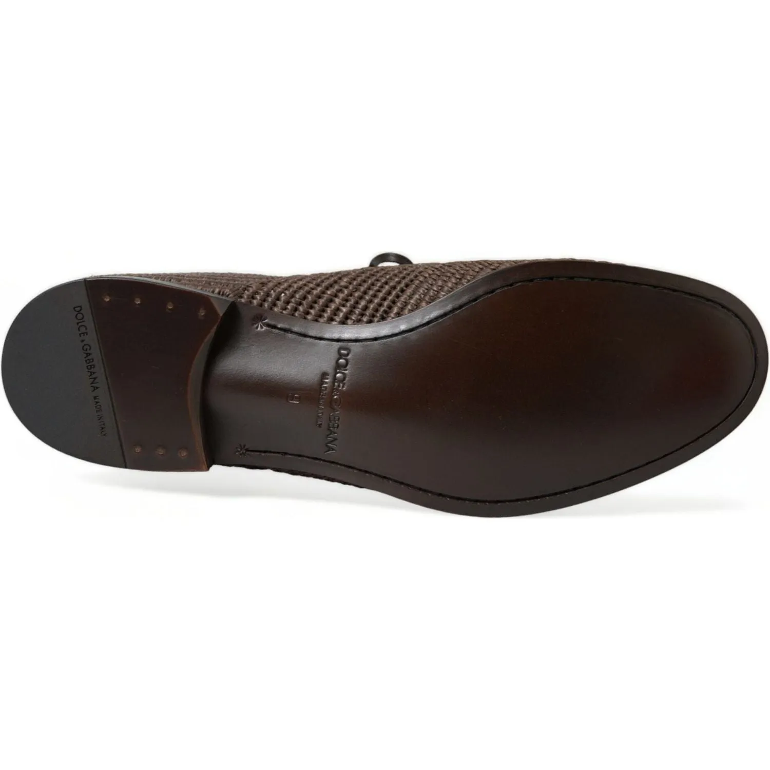 Dolce & Gabbana Elegant Raffia Upper Derby Shoes - Lace Up in Brown