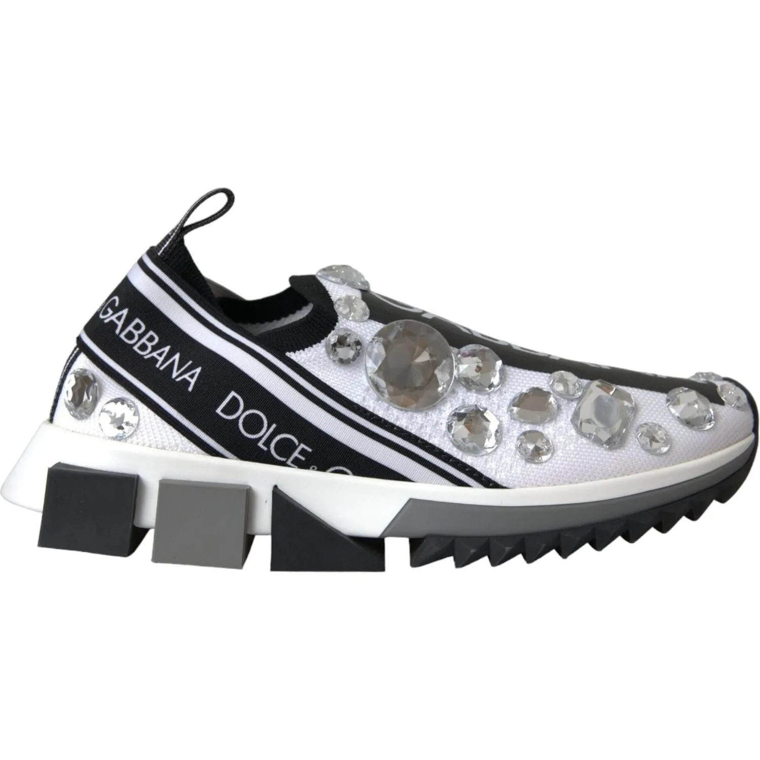 Dolce & Gabbana White Sorrento Crystals Sneakers Shoes