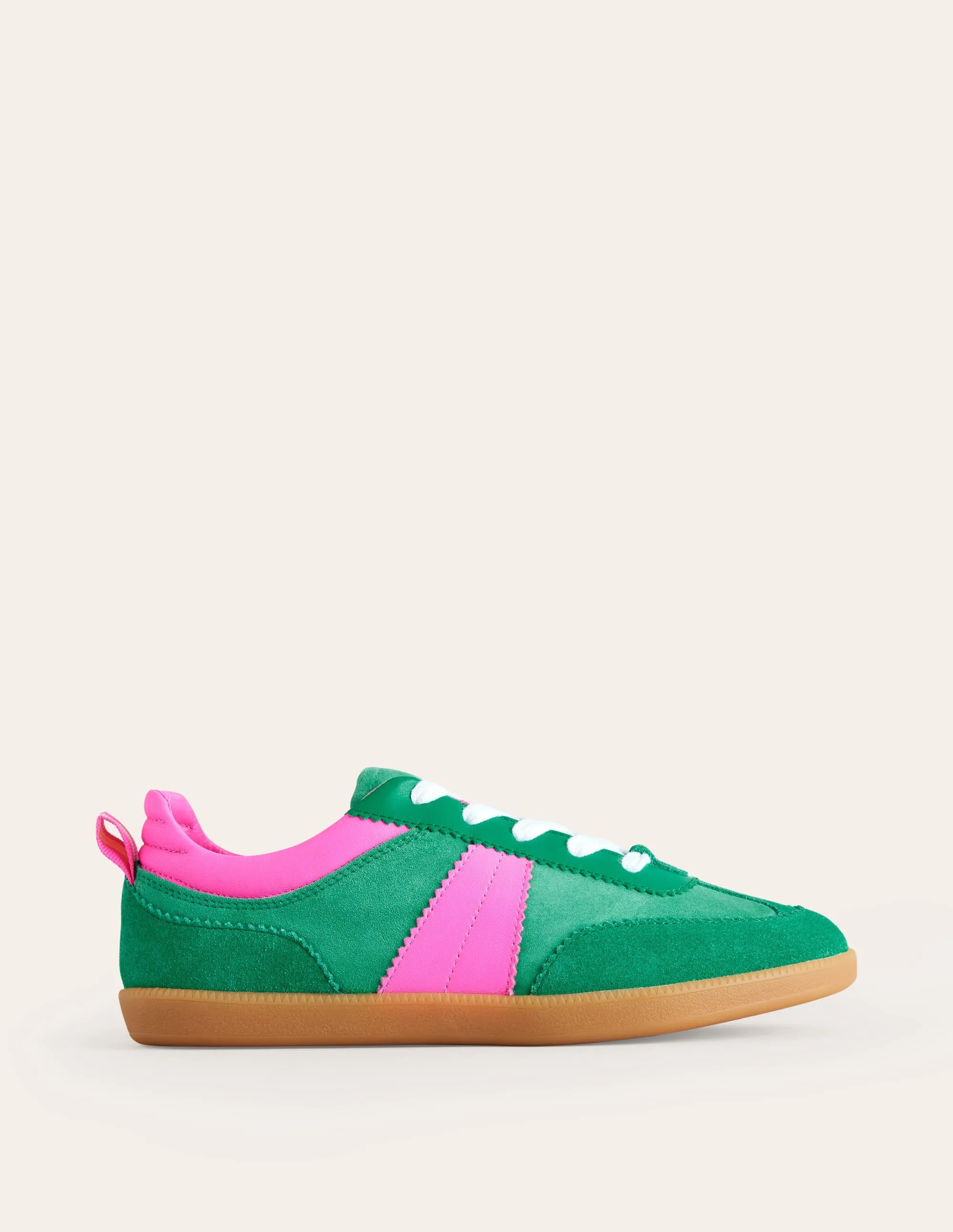 Erin Retro Tennis Trainers-Green Colourblock